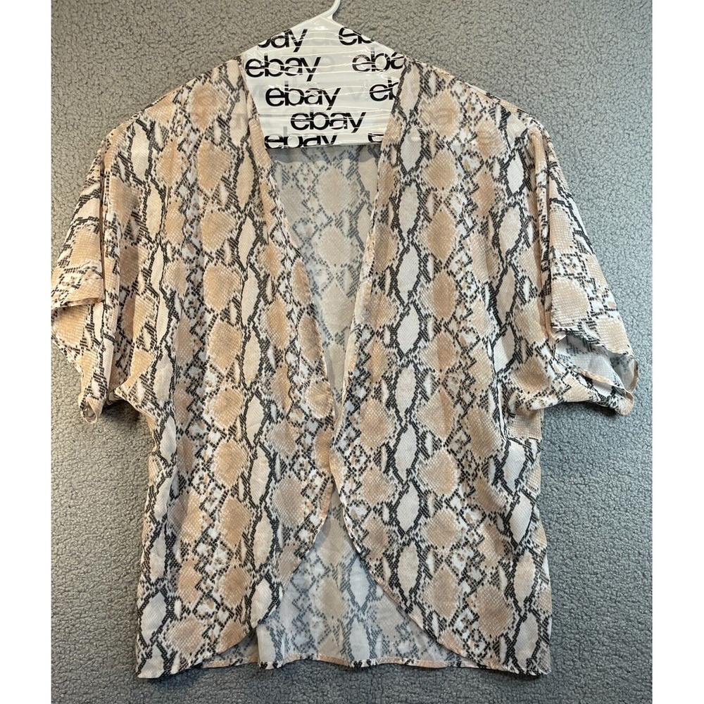 Shein Open Front Brown Patterned Kimono Lightweight Semi-Sheer XXL